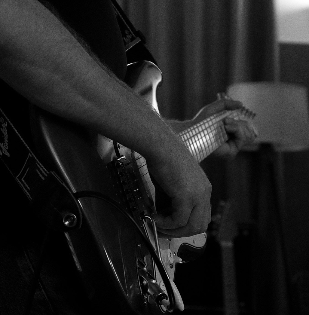 Guitar close-up, black and white